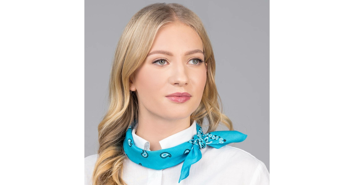 Bandana bleu « Springs » vintage 21 x 20 po. usé - France